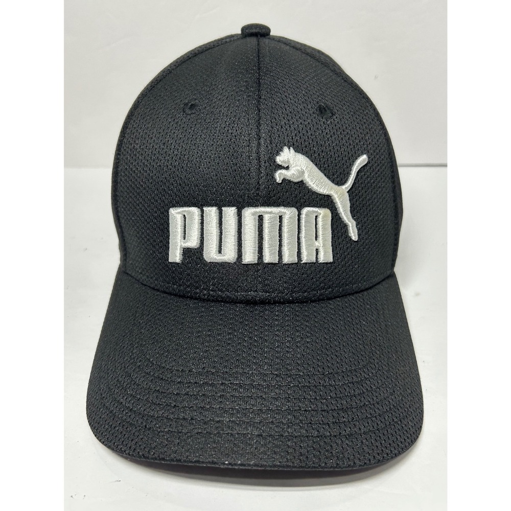 Puma Mens Black Baseball Cap Flex Fit Embroidered Logo Style‎